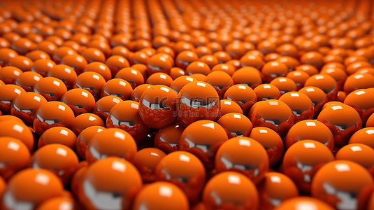 航空航天橙色渐变中各种大小的 3d 球体的抽象背景