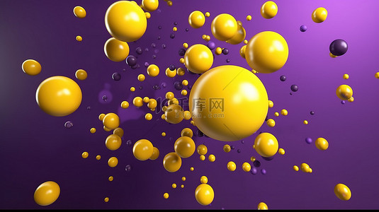 简单性背景图片_紫色背景上聊天气泡的黄色 3D 渲染的简单性，用于社交媒体消息传递概念
