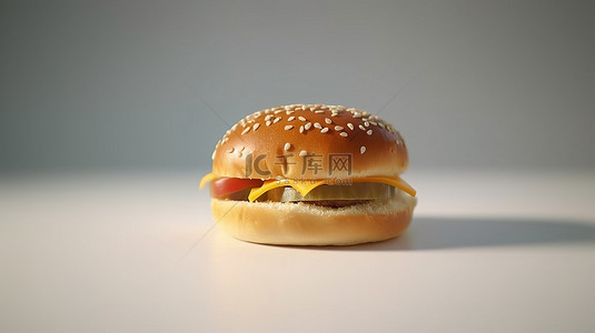 未覆盖的汉堡包的 3d 渲染