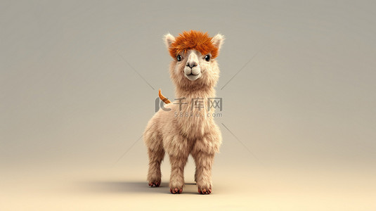 艺术羊背景图片_迷人的羊驼 3D 再现可爱的动物