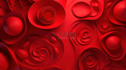 红色折纸背景背景图片_网站或演示文稿模板设计抽象红色剪纸艺术背景 3D 渲染