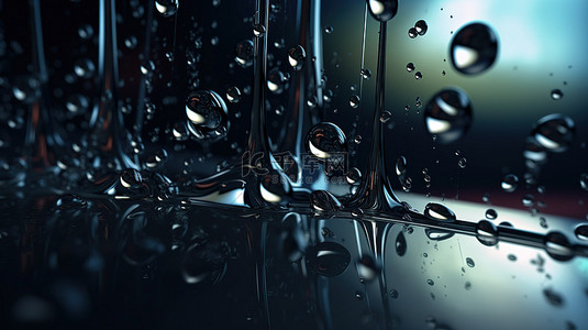 雨背景玻璃背景图片_水滴从黑暗的表面落下并形成图案