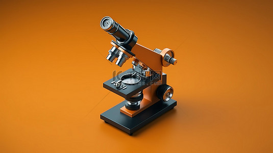 带有等距插图的单个显微镜的独立 3D 渲染