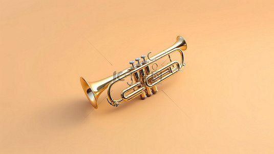 音乐彩色背景背景图片_在彩色背景上隔离的金喇叭的真实 3D 渲染