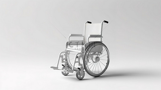 受伤恢复背景图片_空白背景上白色轮椅的粘土风格 3D 渲染