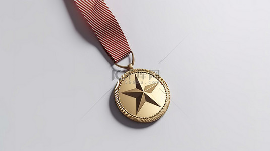 质量红黑榜背景图片_白色背景上带有星形符号的获胜质量奖牌的简约 3D 渲染
