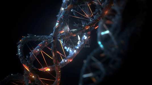 医疗和背景图片_新毒株突变病毒与 3d 中的 dna 在黑暗背景下与医学和健康作斗争