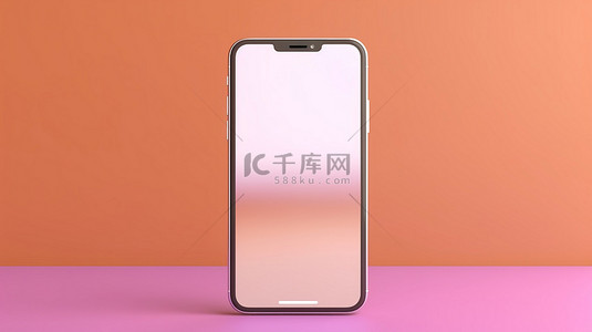 平板电脑背景图片_3D 渲染的智能手机，在充满活力的粉红色背景上带有空白屏幕