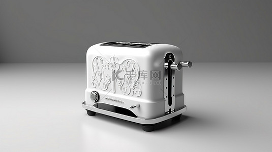 面食品背景图片_复古厨房中老式单色烤面包机的等距 3D 渲染
