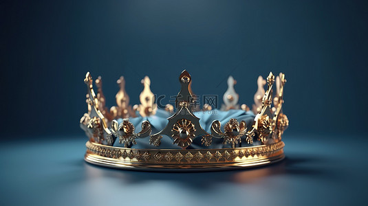 打仗胜利背景图片_富丽堂皇的 3d 皇冠，蓝色背景，象征着胜利和奢华