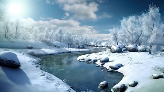 LMS多可爱你的分支背景图片_寒冷的3D冬季仙境