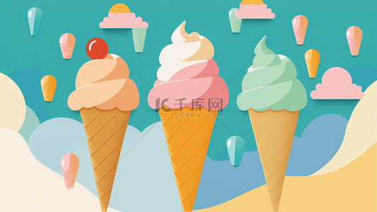 醪糟冰淇淋杯背景图片_夏天冰淇淋蛋糕扁平
