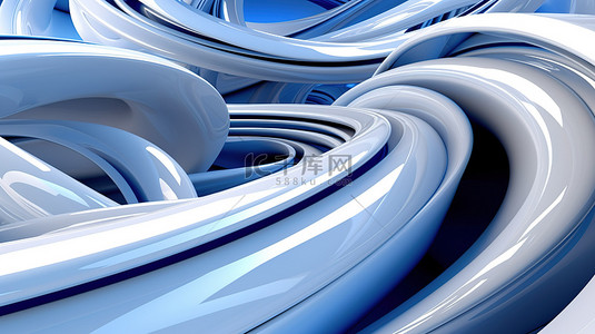 蓝色和白色冷色调的 3d 抽象技术背景