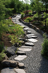 ps素材石路背景图片_通往花园石路的岩石