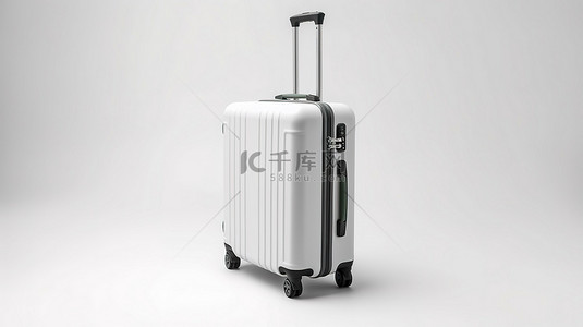 时尚 3D 渲染白色行李箱，简约设计