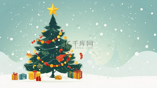 圣诞节唯美冬季白色雪花七彩礼物