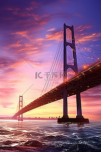 都市大桥背景图片_海上的一座巨大的桥