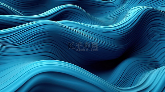蓝色波浪背景的抽象 3d 渲染