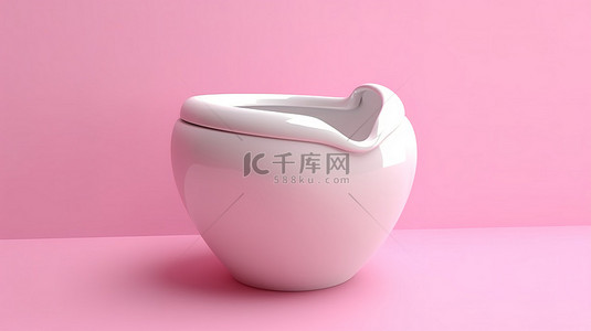 采用 3D 渲染创建的大胆粉红色背景上的当代白色陶瓷马桶