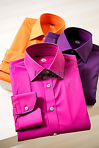 三种不同颜色的棉质衬衫