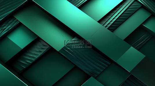 具有几何图案 3D 效果和抽象绿色背景的未来派广告封面