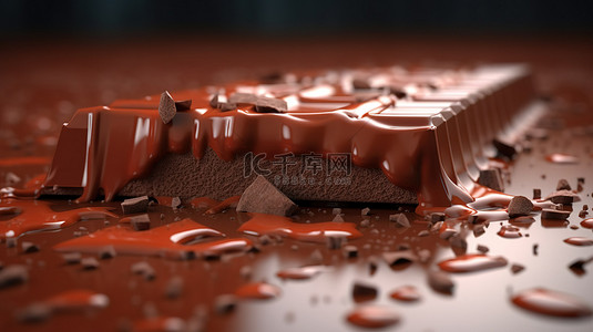 卡通棒棒糖背景图片_美味的甜牛奶巧克力棒以 3D 形式呈现，少了一口