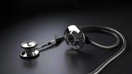 在 3d 插图中设计带有麦克风的逼真医用听诊器