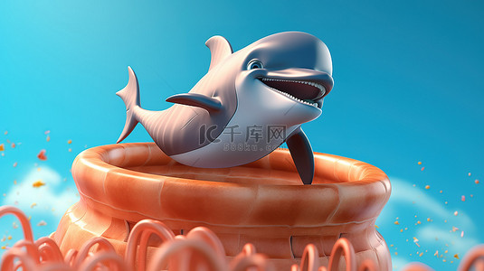 卡通哺乳动物背景图片_异想天开的海豚 3d 渲染
