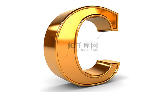 在白色背景上隔离的字符 c 的 3d 插图