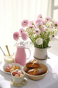 当地背景图片_新鲜的早餐包括当地食物和鲜花