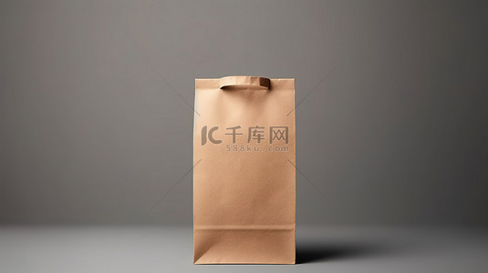購物袋背景图片_可持续袋设计牛皮纸样机，具有半侧视图和灰色背景上优雅的棕色模板，非常适合促销广告3D 渲染
