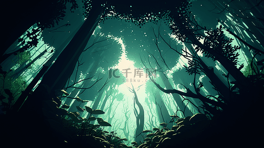 森林绿色插画背景