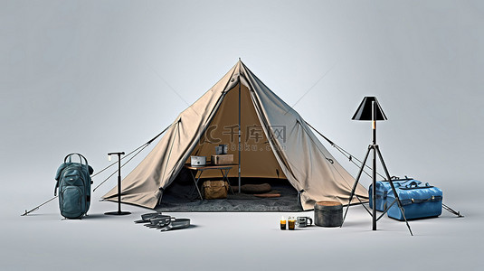 暑假营背景图片_3D 可视化的完整帐篷包