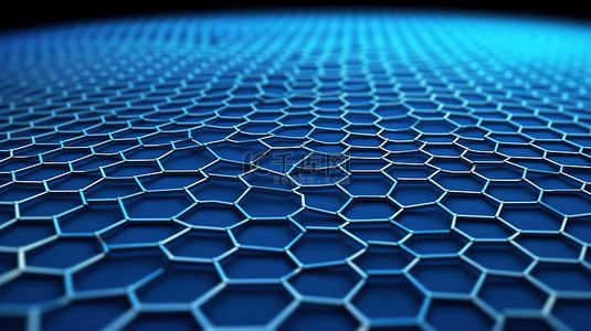 电脑网络背景图片_具有蓝色石墨烯形成的六角形晶圆网格的 3D 渲染