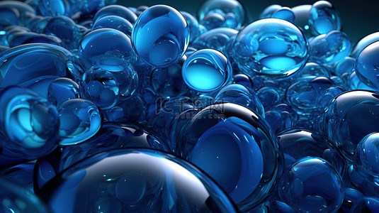 气泡光背景图片_抽象 3d 背景与蓝色气泡