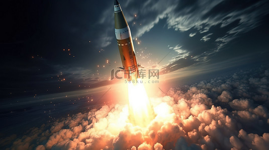 科技与未来背景图片_未来战争威胁分析飞行核火箭的潜力 3D 插图