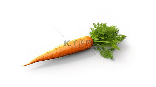 蔬菜標誌背景图片_带有玻璃设计元素的白色背景上孤立的胡萝卜的逼真 3D 插图