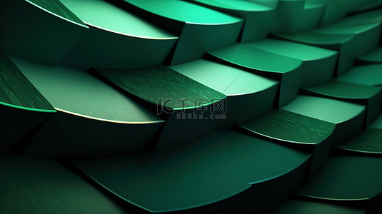绿广告背景图片_具有 3D 效果的抽象绿色表面上的未来广告背景几何图案
