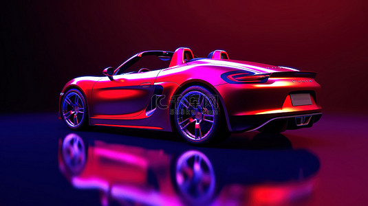 红色跑车背景图片_3D 渲染轿跑车，配有光滑的红色跑车