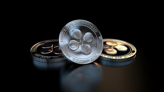 瑞波币 XRP 3D 渲染加密货币集中领先的数字货币资产