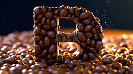 3d 渲染的咖啡豆字母表字母 b