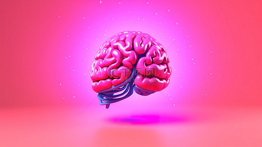 充满活力的粉红色背景上的动画大脑凹槽以无缝 3D 循环呈现人工智能的表现