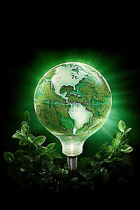 绿色能源环保背景图片_地球上的绿色能源与种植绿色能源