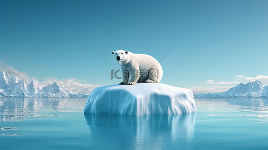 带北极熊的小冰山的 3d 渲染
