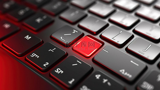 文案营销背景图片_带有红色内容键的键盘 3D 渲染非常适合工作概念