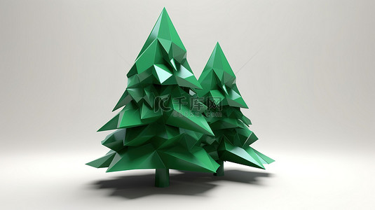 用于设计和图形的松树的独立背景 3D 图标