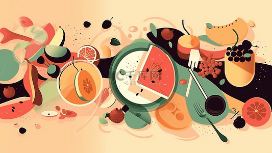 柠檬水果插画背景图片_食物美食插画水果