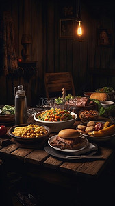 桌面美食背景图片_餐桌食物晚餐背景