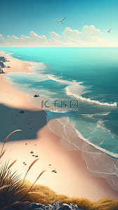 夏天海水背景图片_海洋沙滩蓝色背景