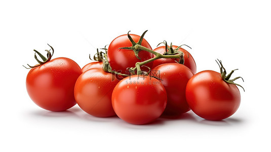 沙拉汁背景图片_白色背景分离新鲜西红柿的 3d 渲染
